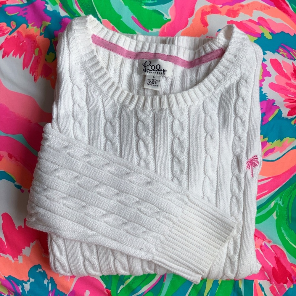 Lilly Pulitzer White Cable Knit Sweater